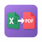 Excel to PDF conversion icon with spreadsheet and PDF symbol, representing online XLS to PDF file conversion