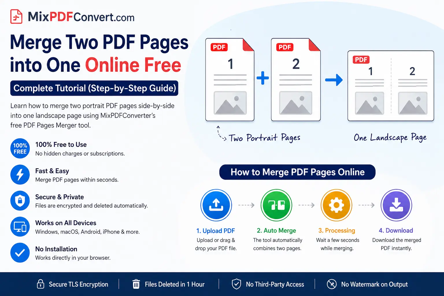 Merge Two PDF Pages into One Online Free – Complete Tutorial (2026 Guide)